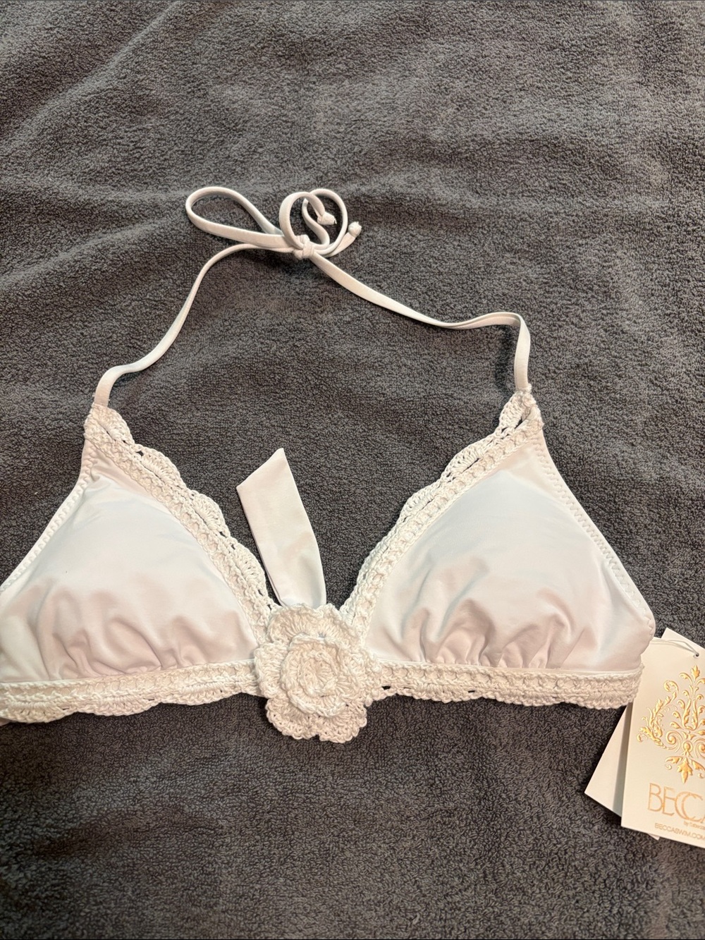 Becca by Rebecca Virtue Colette Flower Halter Bikini Top